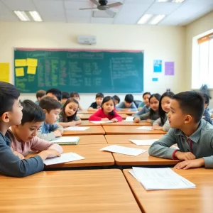 Students actively participating in a classroom environment