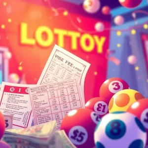 Illustration of lottery tickets and cash prizes representing Tennessee Lottery draws