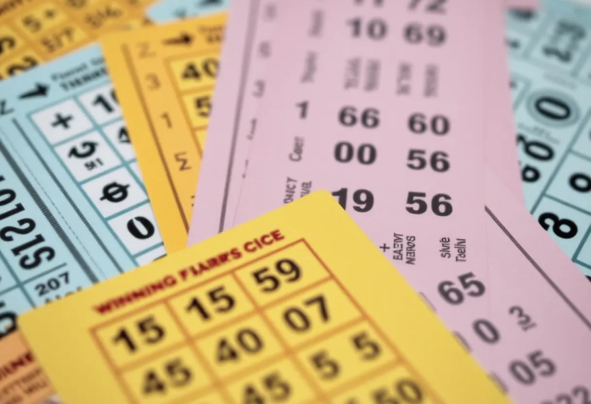 Lottery tickets with winning numbers featured prominently