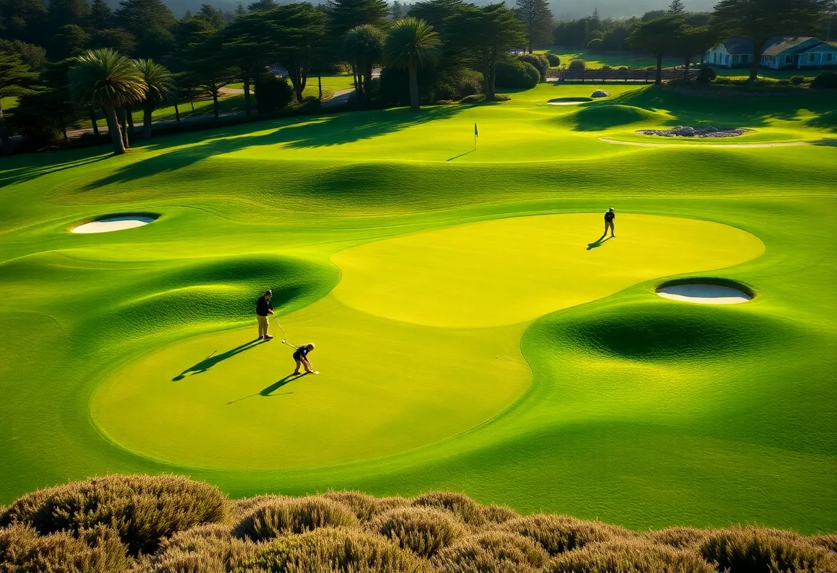 Vanderbilt men's golf team practicing at Pebble Beach