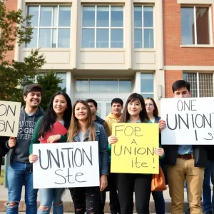 Graduate students rallying for unionization at Vanderbilt University