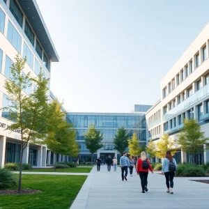 Aerial view of Vanderbilt University showcasing new campus facilities