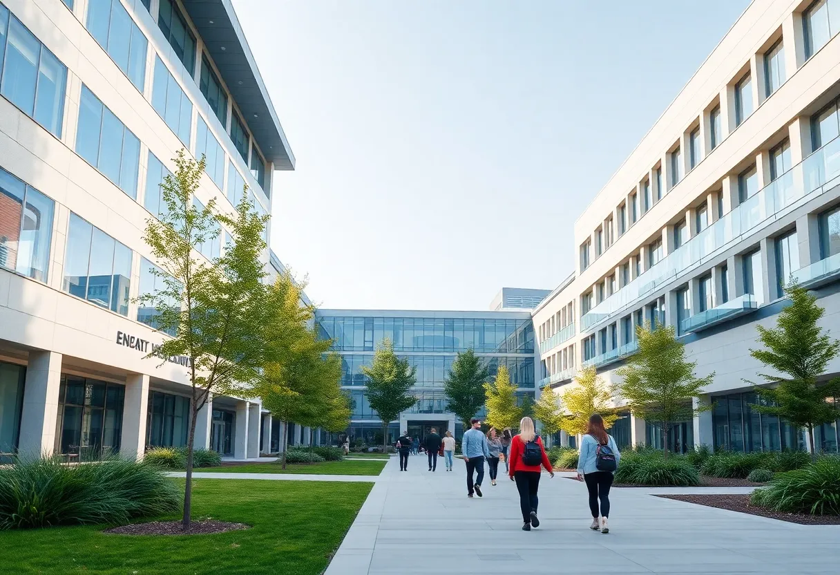 Aerial view of Vanderbilt University showcasing new campus facilities