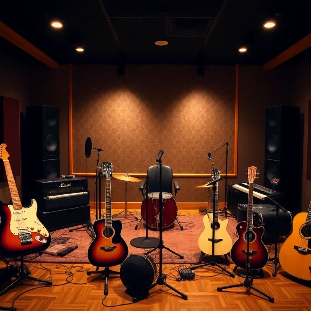 Recording studio in Nashville for Adam Wright's new album