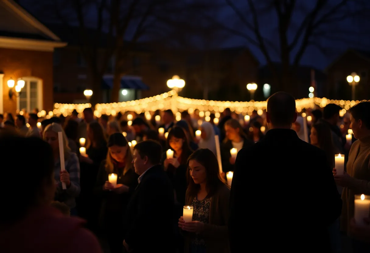 People gathered at a candlelight vigil in memory of Charlie Kirk.