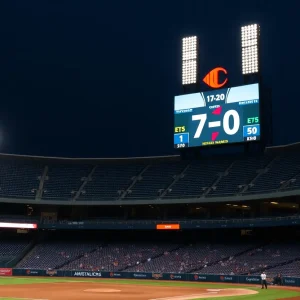Scoreboard showing Charlotte Knights 0 and Nashville Sounds 7