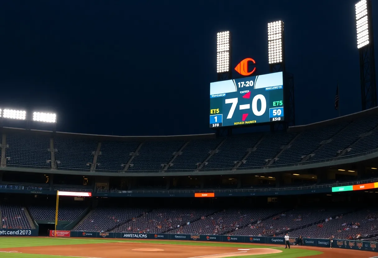 Scoreboard showing Charlotte Knights 0 and Nashville Sounds 7