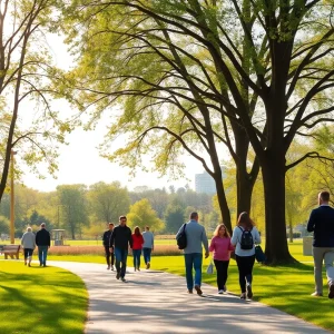 A peaceful park where community members gather, showcasing a sense of togetherness and appreciation for nature.