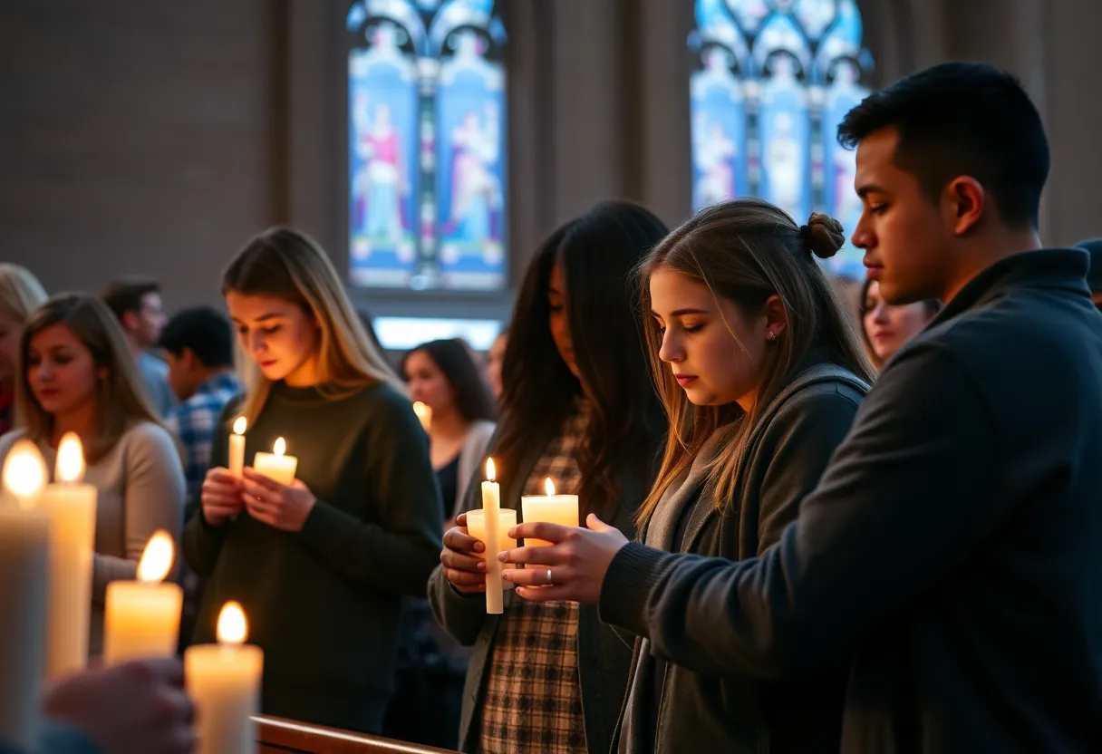 Students and community members gathered for a prayer service in remembrance of a Brentwood High School student.