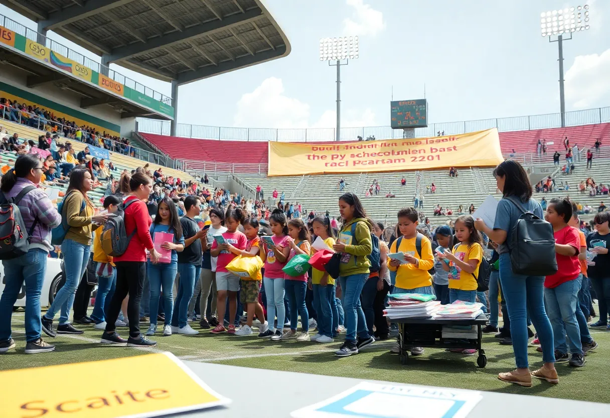 Community members supporting Nashville educators by distributing school supplies.