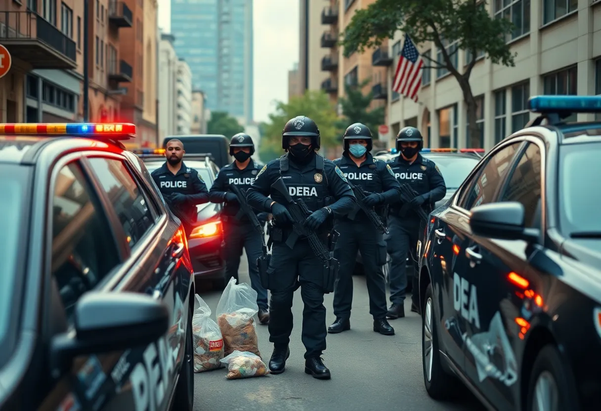 Law enforcement agents executing a drug bust operation