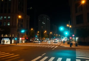 Police lights at scene of shooting in East Nashville