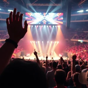 Crowd enjoying a concert at Nissan Stadium