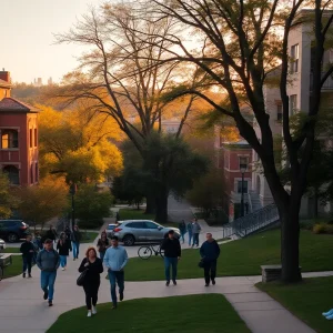 Lipscomb University campus buildings with students walking in Green Hills, Nashville