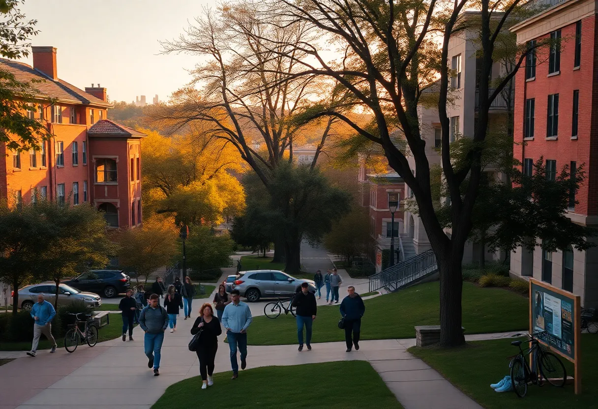 Lipscomb University campus buildings with students walking in Green Hills, Nashville