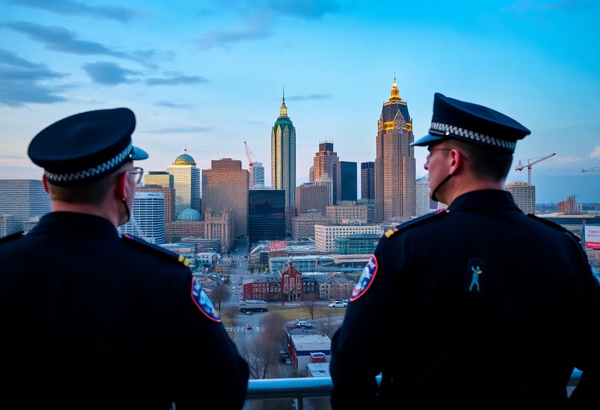 Skyline view of Memphis and Nashville with law enforcement vehicles
