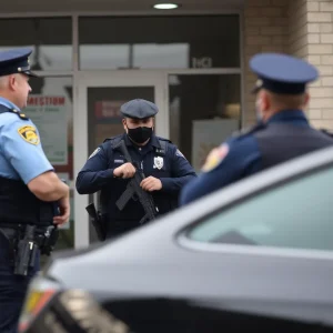 Law enforcement officials conducting an arrest operation