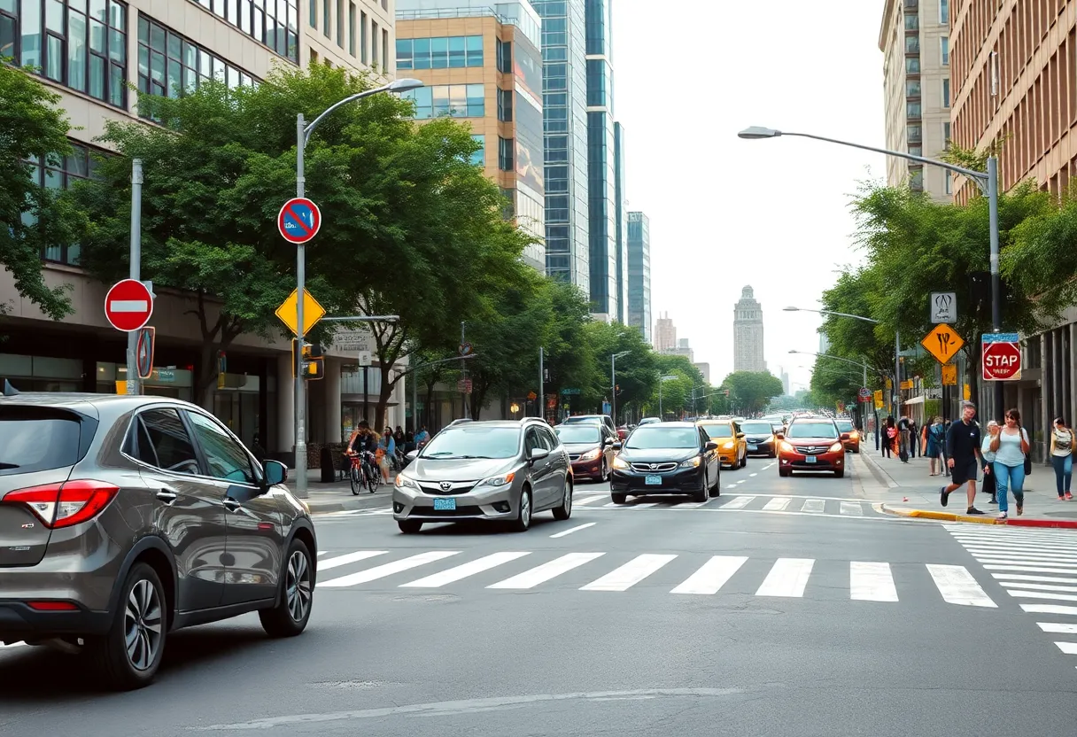 Busy intersection of Murfreesboro Pike and Bell Road showing traffic and pedestrians
