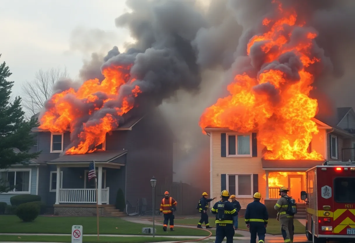 Fire engulfing homes in Nashville, emergency responders at work