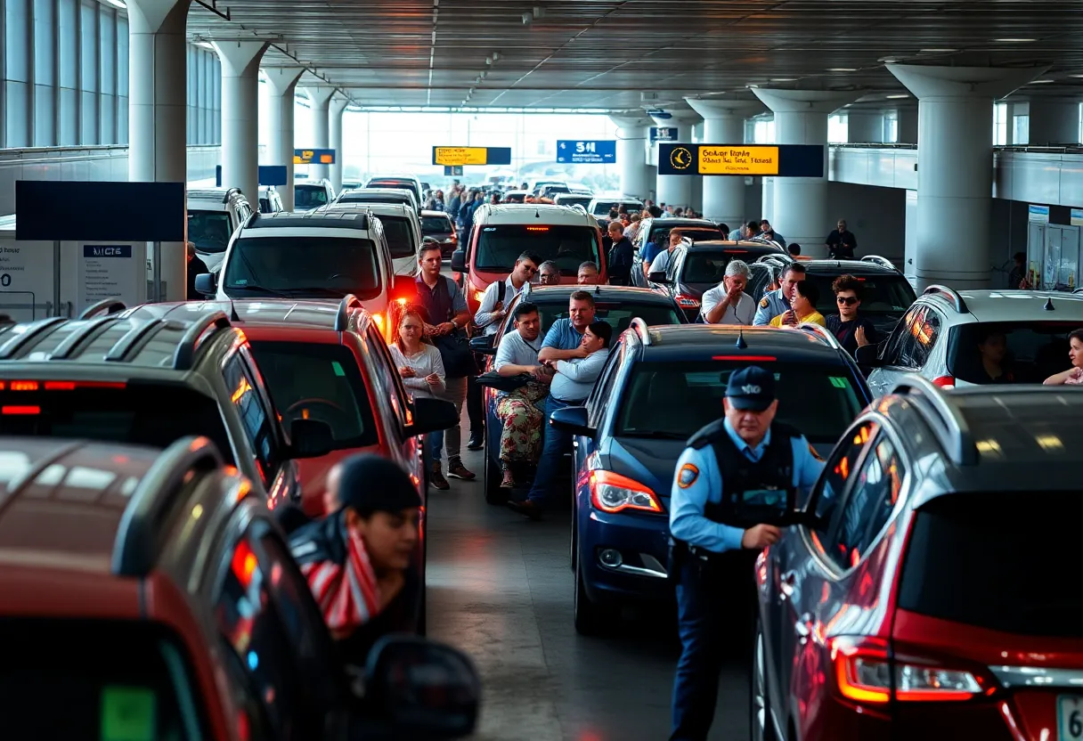 Gridlocked traffic near Nashville International Airport