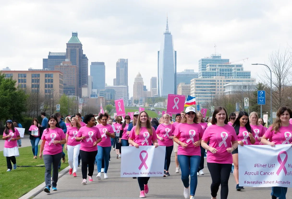 Participants of the Nashville More Than Pink Walk wearing pink to support breast cancer research.