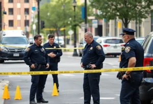 Police officers investigating a scene in Nashville