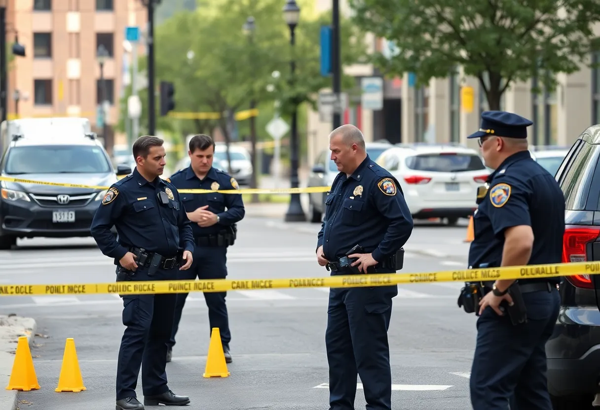Police officers investigating a scene in Nashville