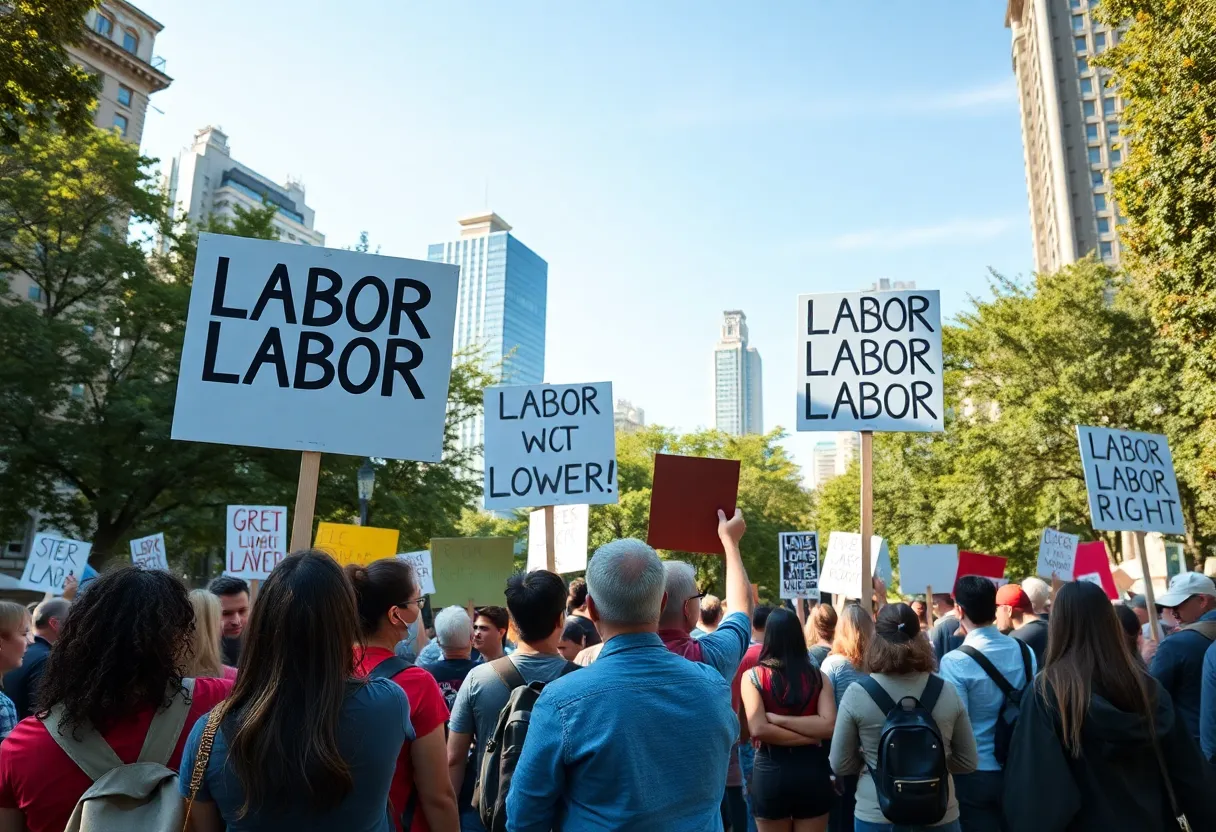 Protesters in Nashville advocating for labor rights