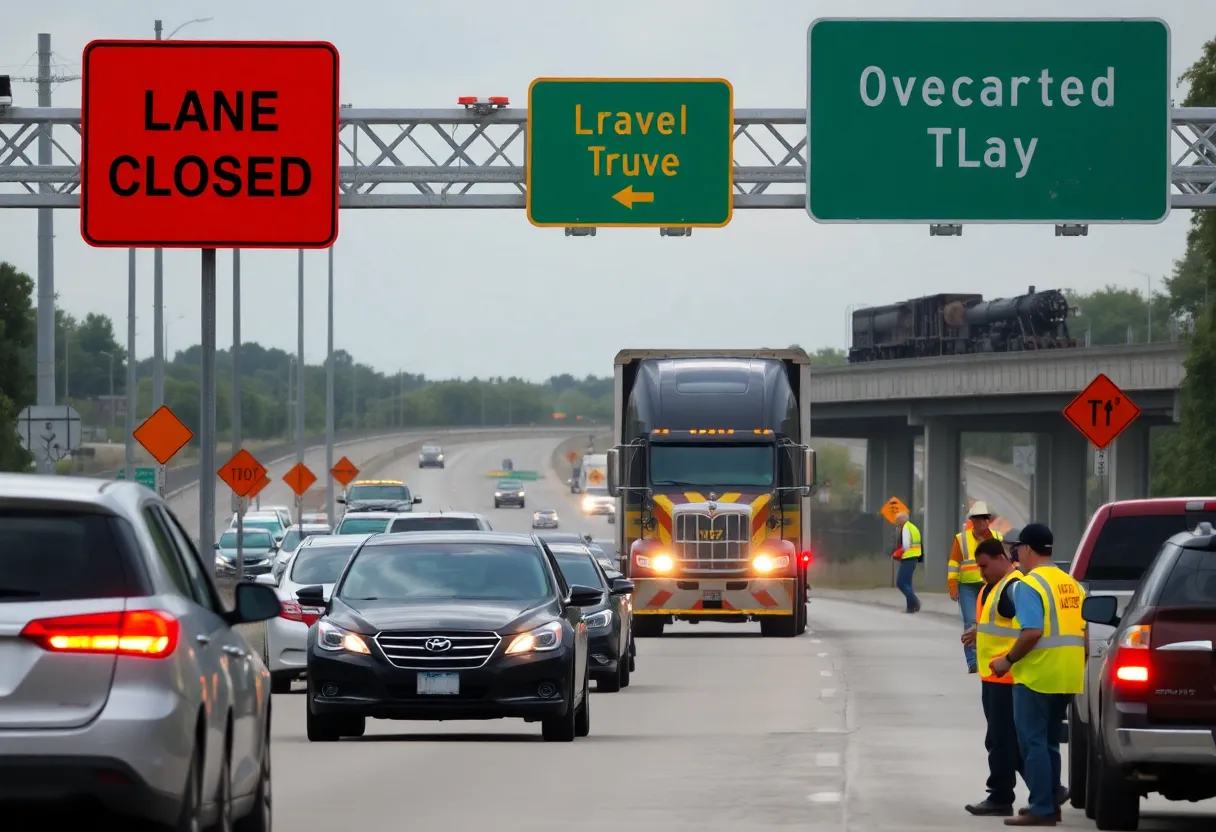 Traffic jam on I-40 Westbound in Nashville due to oversized load incident.