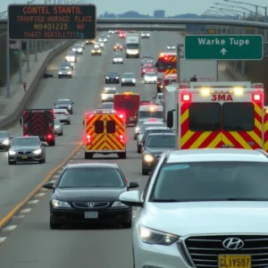 Emergency vehicles at a traffic incident in Nashville