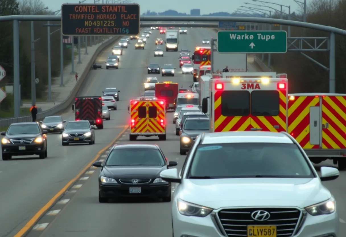 Emergency vehicles at a traffic incident in Nashville