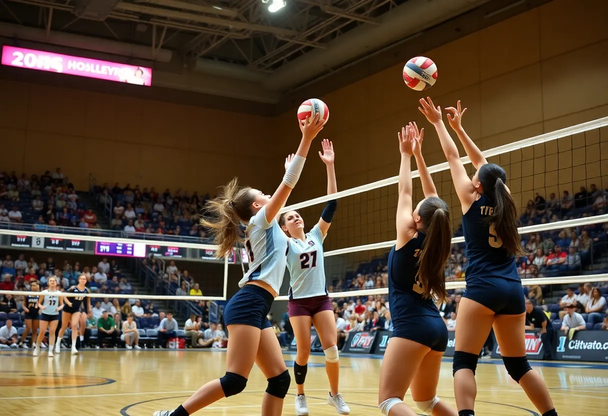 Nebraska Cornhuskers playing Kentucky Wildcats in a volleyball match