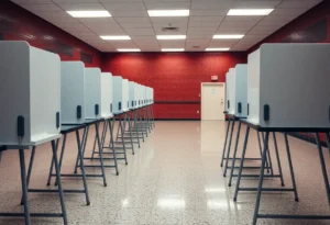 Empty polling station highlighting low turnout in Tennessee election