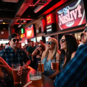 Crowd enjoying Sunday Funday at Tin Roof Demonbreun in Nashville