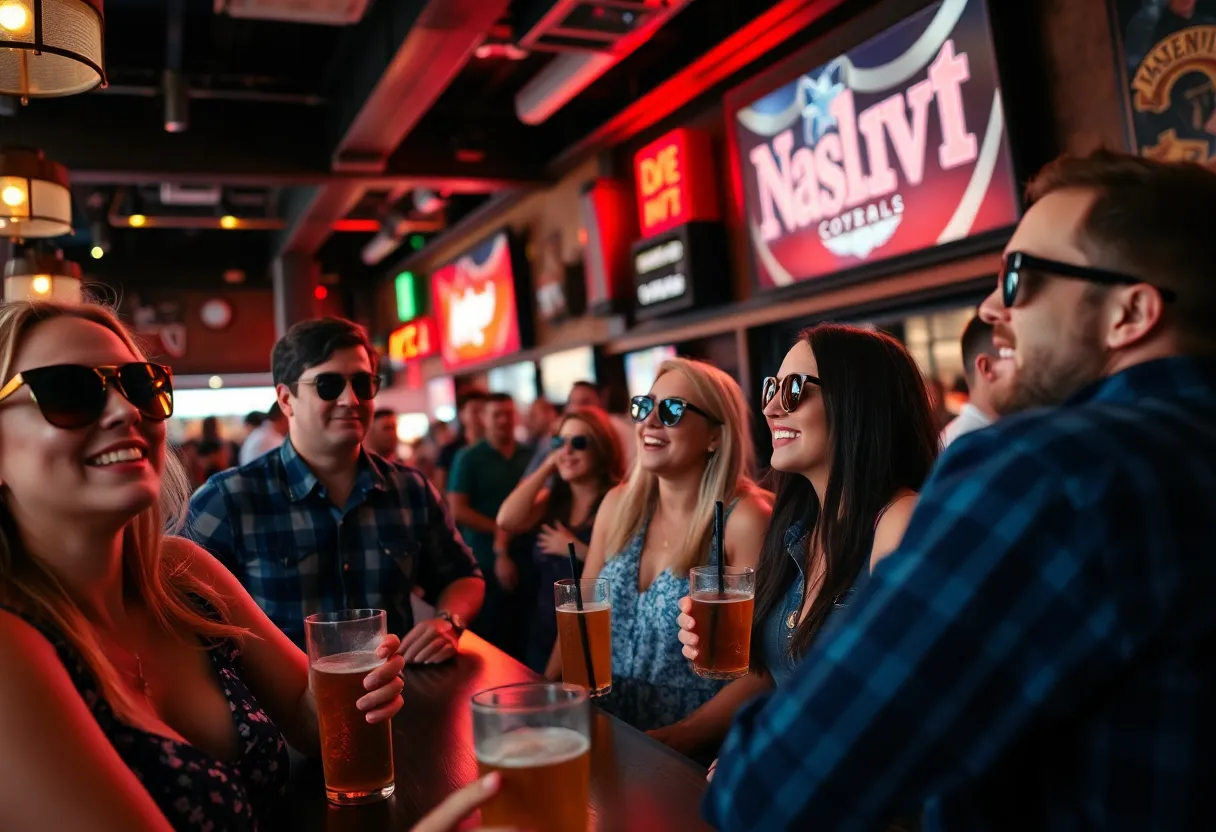 Crowd enjoying Sunday Funday at Tin Roof Demonbreun in Nashville