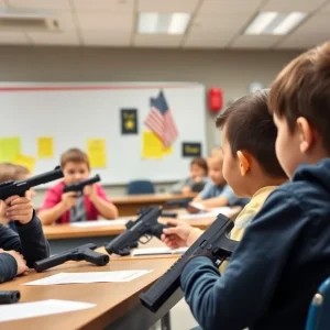 Students participating in gun safety training in Tennessee