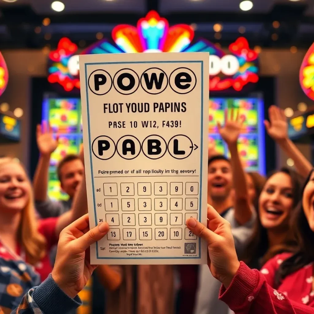 Celebration of Tennessee Lottery Powerball winners with ticket display