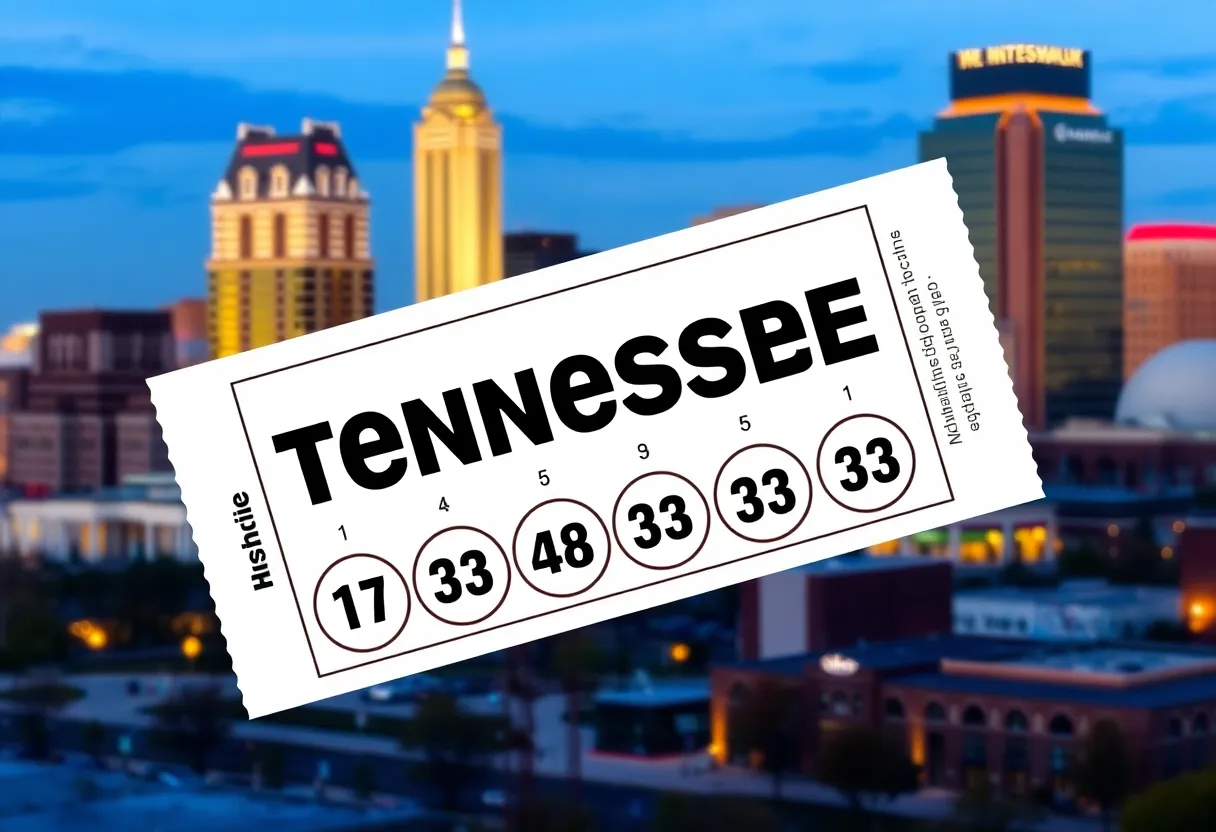 Winning Tennessee Lottery ticket with numbers