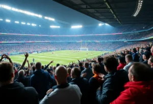 Football game action between the Titans and Colts