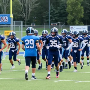 High school football game with Tennessee Titans presence