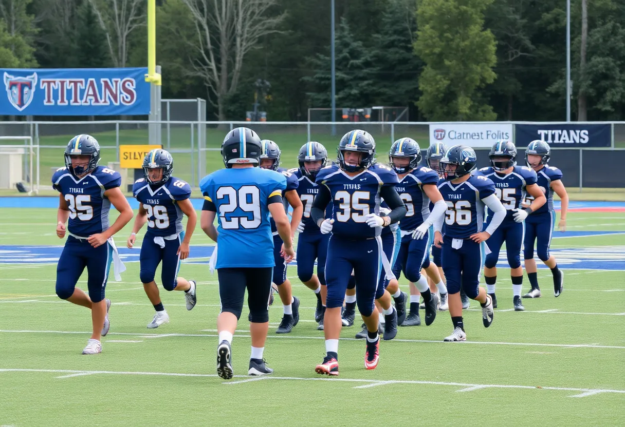 High school football game with Tennessee Titans presence