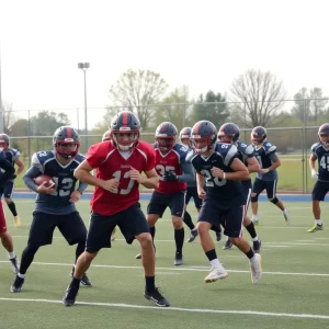 Tennessee Titans players practicing at Ascension Saint Thomas Sports Park.