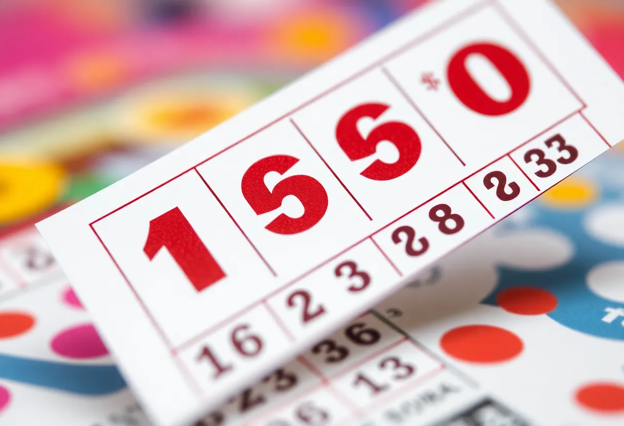 Lottery ticket showing winning numbers