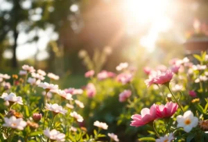 A tranquil garden symbolizing remembrance and love.