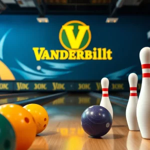 Bowling alley setup for Vanderbilt University bowling events