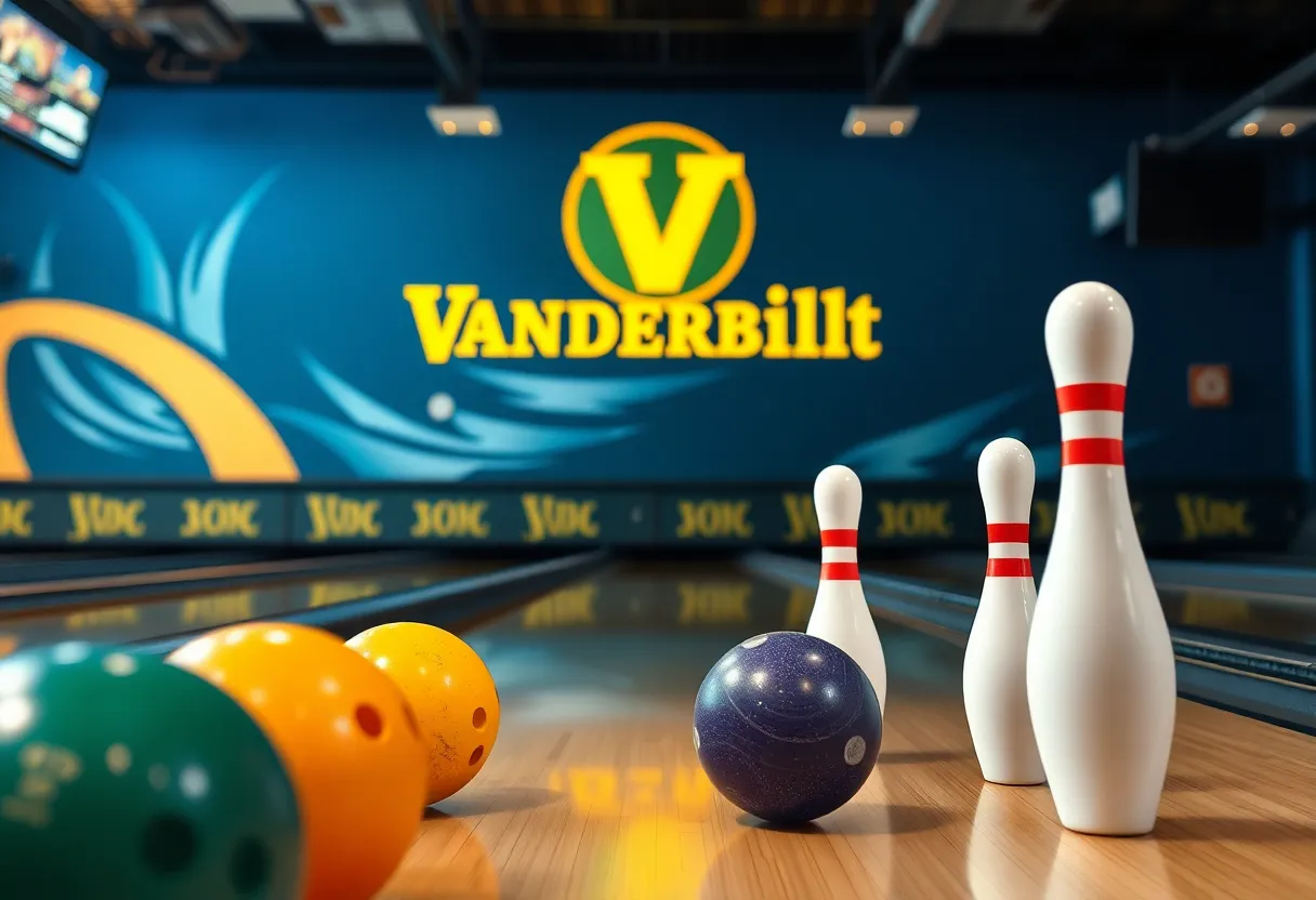Bowling alley setup for Vanderbilt University bowling events
