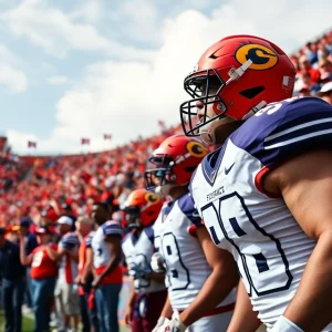 College football fans anticipating the season opener at the stadium.