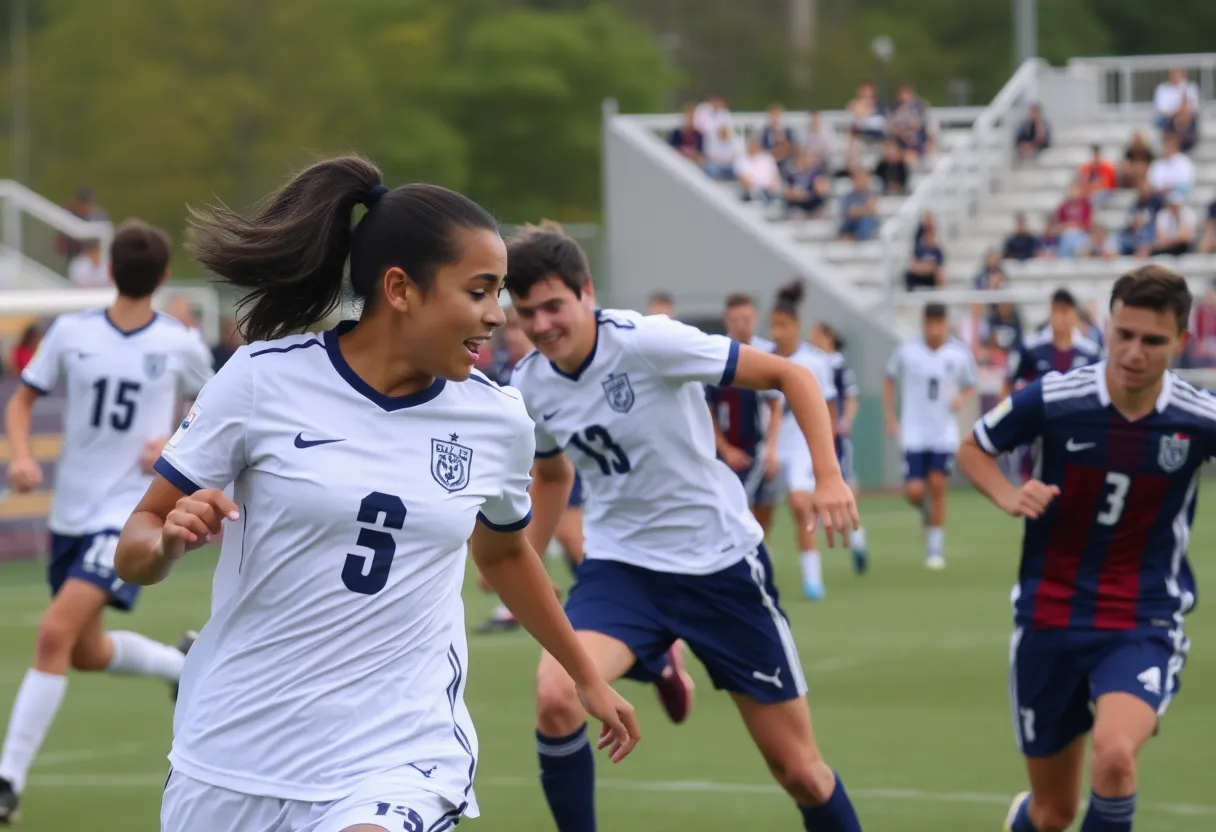 Players from Vanderbilt Women's Soccer in action during a match.