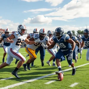 Vanderbilt Commodores football team in action against Virginia Tech Hokies