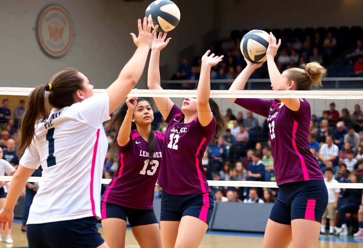 Vanderbilt women's volleyball team facing Western Kentucky team